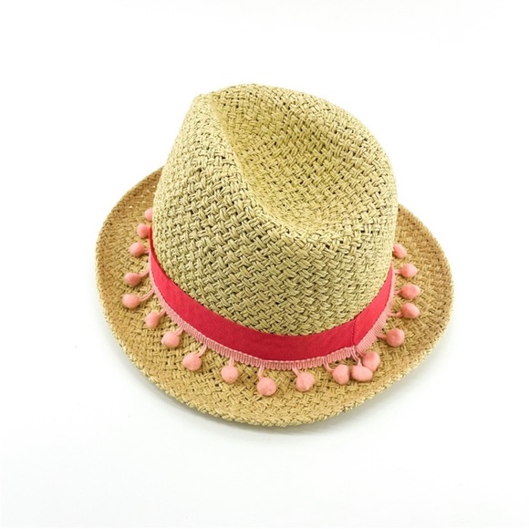 NWT QUAGGA Green Label Fedora Straw
Sun Hat w/Pom Trim in Pink.Adjustable Size. - Picture 3 of 6